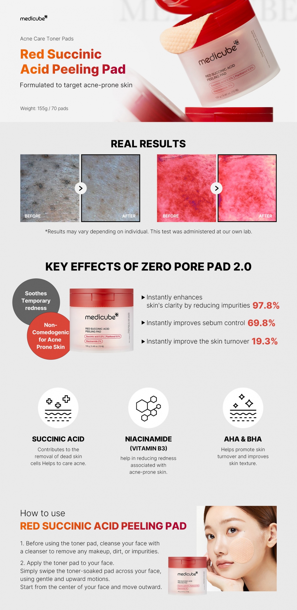 Red Succinic Acid Peeling Pad